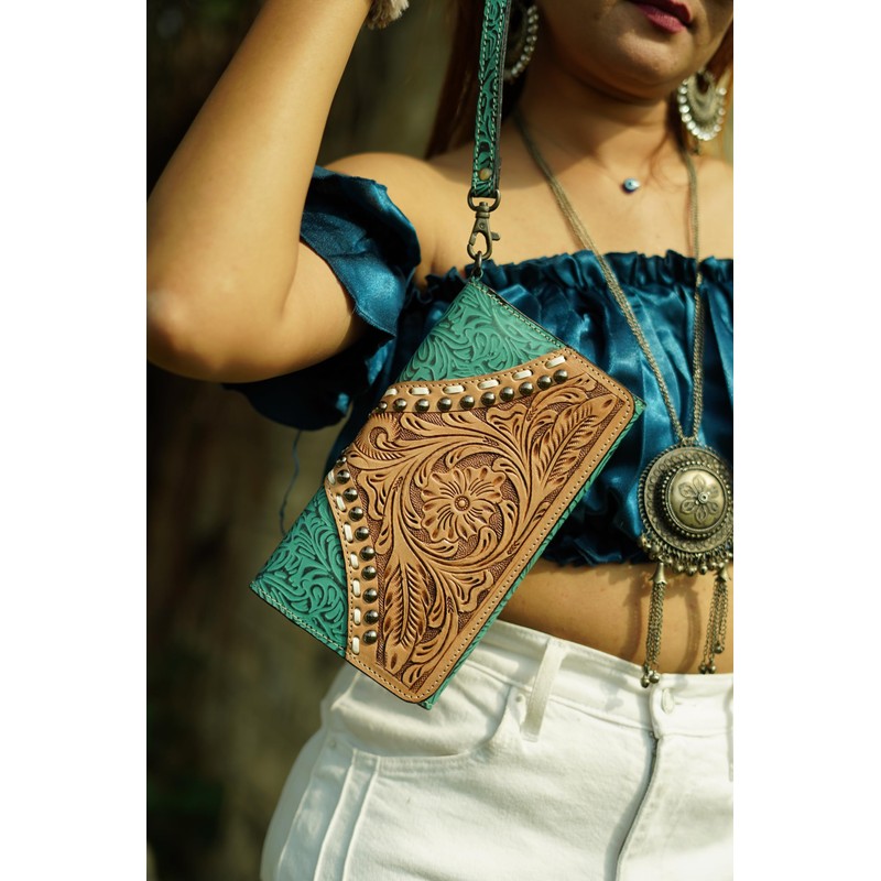 Dev Export Tooled Leather Hand Tooled Carving Wallet Western Style