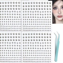 NOOEPC Face Gems Lip Stud, Fake Piercings Nose Stud Eyebrow, Non Piercing Nose Stud Stick on Silver Belly Button Sticker, Face Sticker Fake Ring Cool Punk Y2K Makeup for Women Men