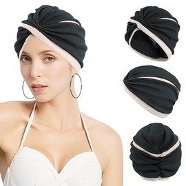 QCHOMEE Turban Cap, Turban Hat, Women's, Islamic Hat, Spring and Summer, Hijab, Knotted Front, Hair Cap, Care Hat, Breathable, Sweat Absorbent, Cotton, Soft, Stretchy, Hairband, Thin, One Size Fits