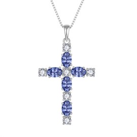 STARCHENIE Cross Necklace for Women 925 Silver Crucifix Tanzanite Jewelry