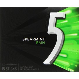 Wrigley's 5 Rain Spearmint Gum (12 Packs of 15 Pieces)