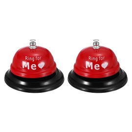 PATIKIL 2Pcs Desk Bell, 3.3" Front Desk Service Call Bell Metal Ringing Loud Clear Reception Counter Bar Ring for Restaurant Hotel Game Classroom Dinner Pet Dog Training(ME, Bright Red)