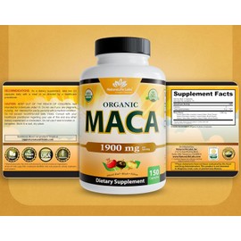 Organic Maca Root Capsules 1900mg – Black, Red & Yellow Maca Blend, Gelatinized Peruvian Maca, Vegan, Non-GMO, Gluten-Free, 150 Capsules