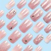 LPOODDNU Gradient Pink Press on Nails - Medium Square Fake