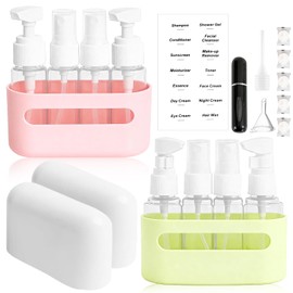 kit de viaje Silicona-Juego de 19 piezas,Botellas de Viaje Reutilizables para Artículos de Tocador,Kit Viaje Aseo Personal de 2 Oz/50 Ml,Sin BPA,Kit d
