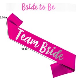 GDTO8820 Team Bride - Juego de 7 bandas de satén, sofisticados y divertidos recuerdos de fiesta para despedida de soltera, despedida de soltera y fiesta de boda (juego de 7 piezas, blanco y rosa)