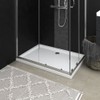 vidaXL Rectangular Shower Base Tray in High-Gloss White ABS, Fiberglass