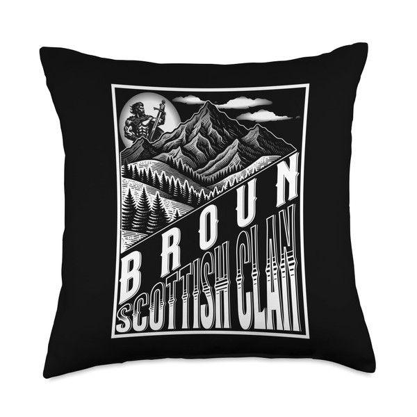 Broun Scottish Clan Sword of Gaelic Kin Throw Pillow