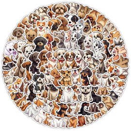100 Pcs Puppy Waterproof Stickers, Cute Dog Decals Vinyl, Scrapbook Stickers Puppy, Stickers for Kids Teen for Scrapbook Notebook Card Making Water Bottles Phone Luggage (Dog 3)