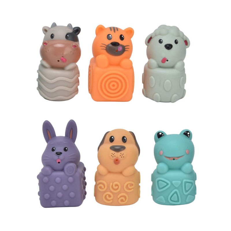 6pcs Baby Soft Blocks Animal Stacking Building Blocks Squeezing Teething