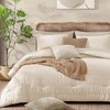 CASAAGUSTO Full Size Comforter Set, 7 Pieces Beige Seersucker Bed