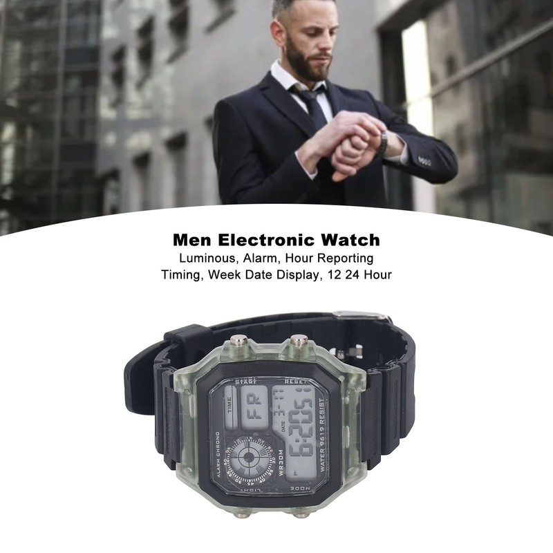 Electronic Sports Watch 12 24 Hours Waterproof Digital Wrist Watch