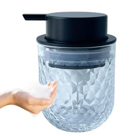 Birugen Foaming Hand Soap Dispenser,Vintage Glass Soap and Lotion Dispenser for Bathroom,Kitchen Dish Soap Dispenser with Silver Foam Pump,Cute Farmhouse Antique Decor (White Diamond+Black Lid)