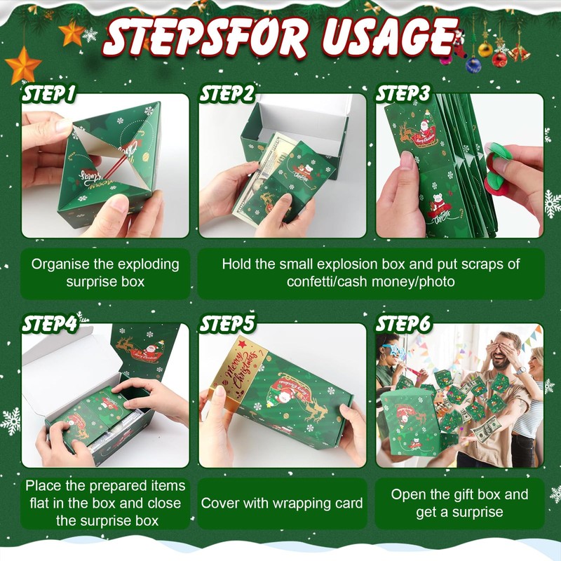 Christmas Surprise Explosion Gift Box,Christmas Bounce Box,12Pcs Exploding Box with