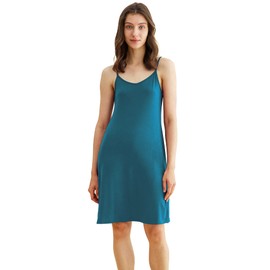 Latuza Women's Viscose Slip Sleep Dress Sleeveless Nightgown L Teal