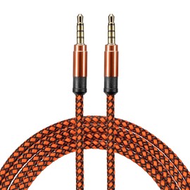MECCANIXITY 4 Pack Aux Cable 3.5mm Male to Male Nylon Braided 10Ft 4 Pole Hi-Fi Stereo Sound Auxiliary Cord Orange for Earphones, Smart Phones, Home/Car Stereos, Speakers, Computers