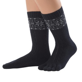 Knitido Naturals Merino and Cachemere | Extra-Warm Winter Toe Socks, Size:UK 2.5-5, Colour:black 101