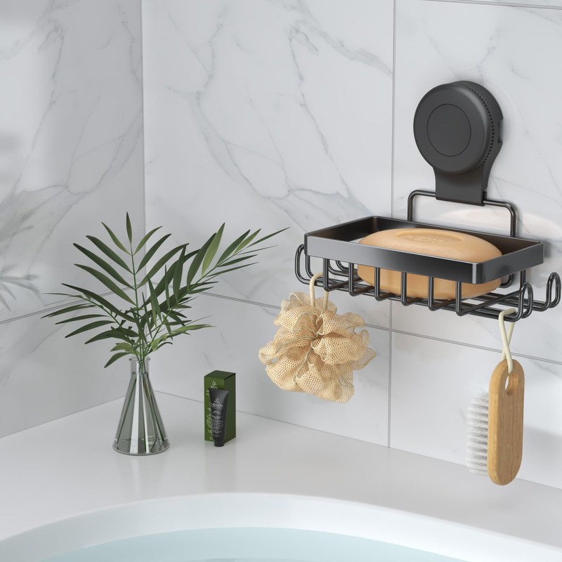 Soap Holder Bar Dish Suction Cup, Bar Shampoo Rack for