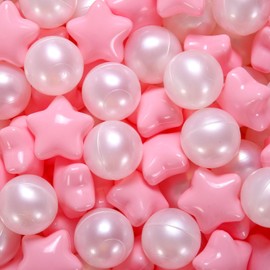STARBOLO Ball Pit Balls for Toddlers, Pack of 500 Star and Round Set BPA Free Phthalate Free Crush Proof Play Balls Soft Plastic Balls for Toddlers Baby Kids Birthday Pool Tent Party