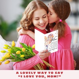 Pawzity Mothers Day Cards for Mom from Daughter, Son, Kids - Funny Mother's Day Card for Bonus Step Mom - Happy Religious Flowers 1st First Mother's Days Cards - Single 5.3''x 8'' Greeting Card
