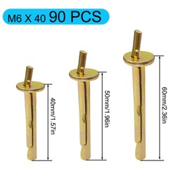 Ceiling Nail Dowels M6 x 40 Ceiling Dowels Concrete 90 Pieces Ceiling Anchors Metal Impact Dowels for Fixings in Cracked and Uncracked Concrete (90 Pieces, M6 x 40)