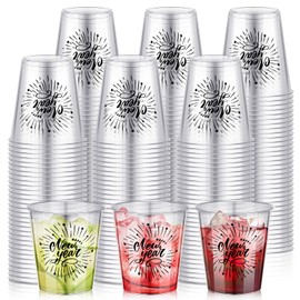 Sliner 62 Pcs Happy New Year Shot Glasses Bulk 2 oz New Year's Eve Plastic Shot Cups Clear Disposable Cups Shot New Year's Party Favor for Holiday Present Decoration