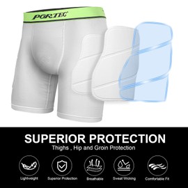 Youth Compression Sliding Shorts with Protective Cup,Padded Baseball Sliding Shorts,Padded Sliding Underwear for Football Lacrosse (White,S)
