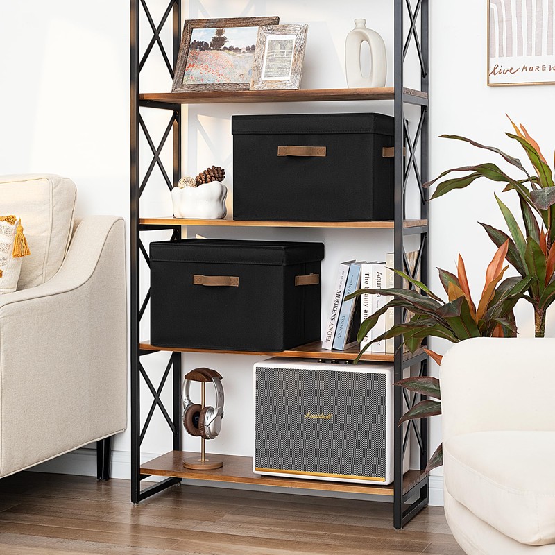 StorageWorks Fabric Storage Bins with Lid, Decorative Storage Boxes for
