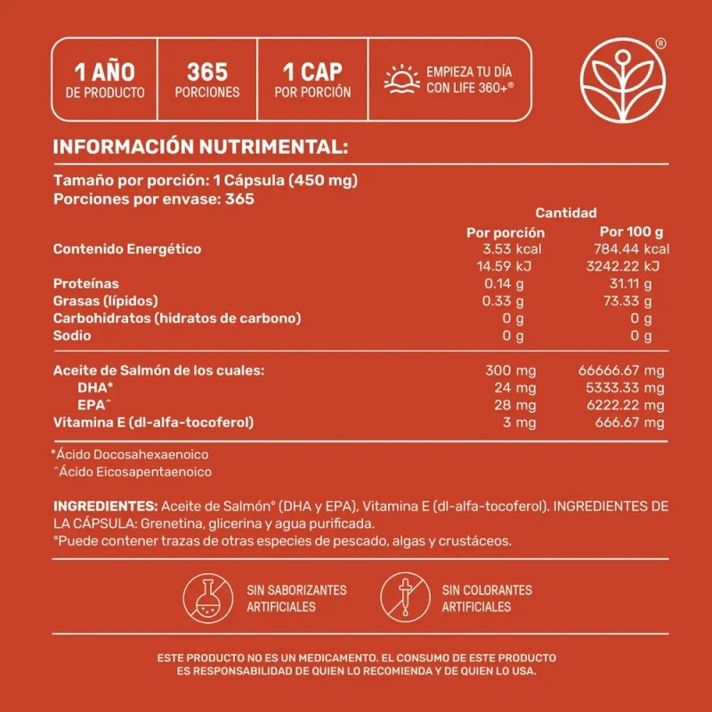 LIFE360+ - Omega 3 Aceite de Salmón y Vitamina E