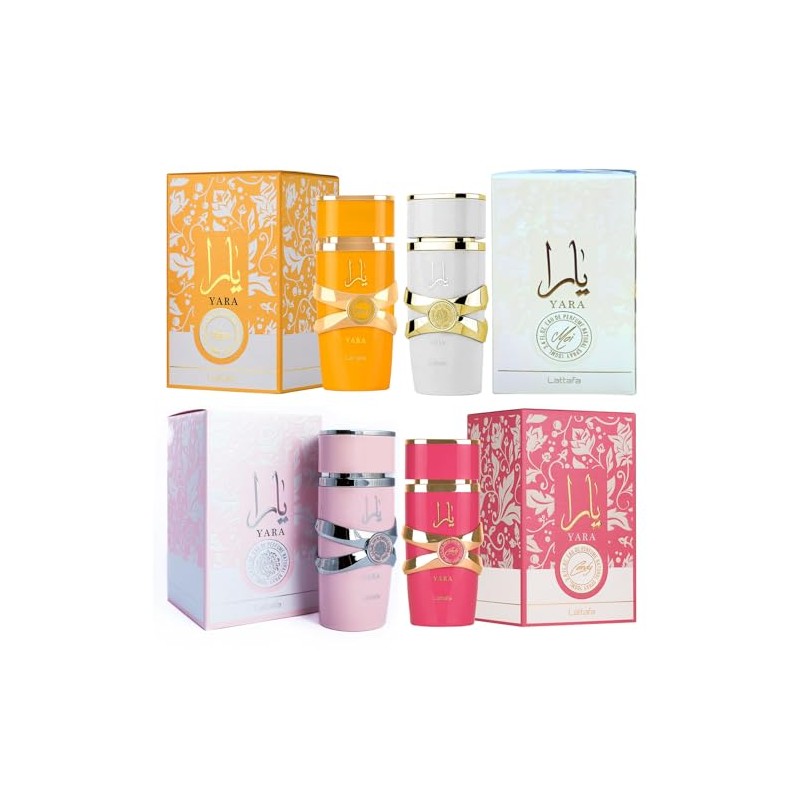 Lattafa Yara (3.4 Fl Oz (Pack of 4), Yara Set)