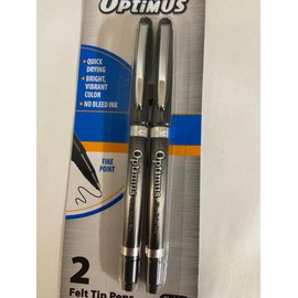 INC Optimus 2 Pack Felt Tip Pens Black Ink Fine Point