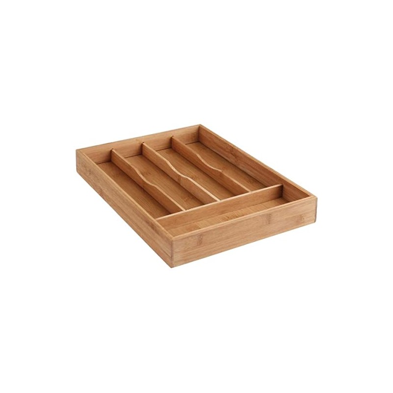 VITA PERFETTA Bamboo Cutlery Basket - Kitchen Drawer Organiser with