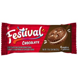FESTIVAL Chocolate Cookies, Cream Chocolate Sandwich Cookies, Natural Dyes & Low Sodium, High Cream Content, 14.6 Oz (Pack of 3)