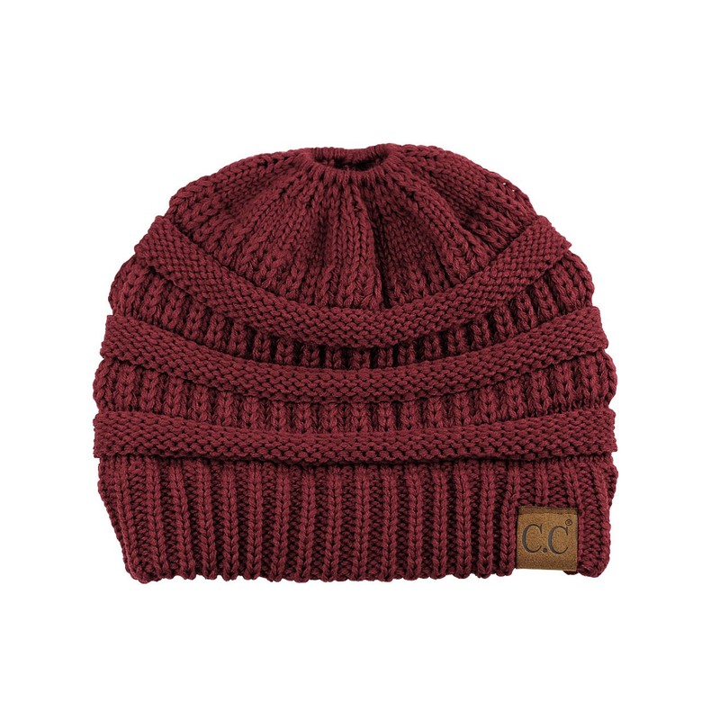 C.C BeanieTail - Gorro de punto trenzado suave y elástico