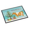 Caroline's Treasures BB9188MAT Guernsey Cow Christmas Doormat 18x27, Teal Front