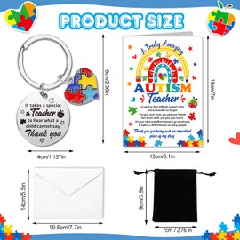 HOWAF Teacher Appreciation Gifts, Thank You Gifts for Autism Teacher Special Education Teachers Keychain Greeting card with Envelope ABA Therapist Appreciation gifts Keyring Keychain Retirement Cards
