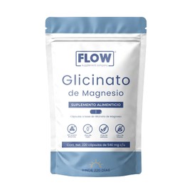 Flow Supplement | GLICINATO DE MAGNESIO - LLEVA MÁS X MENOS - 220 Cápsulas de 540 mg - Suministro para 7 meses - Glicinato de Magnesio 500 mg - Magnesio Alta Absorción - Suplemento Alimenticio apto para Dietas Keto - Sin Azúcar y Sin Gluten
