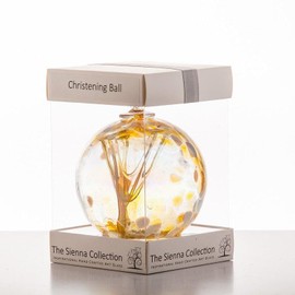 Sienna Glass Christening Spirit Ball – Handcrafted Glass Ornament with Ribbon – Unique Gift for Baby's Baptism or Naming Ceremony
