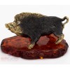 Solid Brass Amber Figurine of wild Boar pig Hog Swine