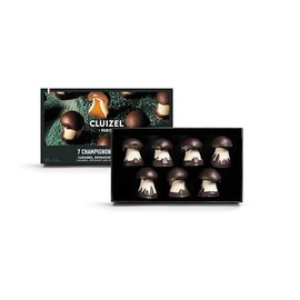 Cluizel Champignon Chocolate Mushrooms, 7 Count, Caramel and Nougatine Filled