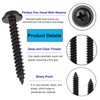 FandWay Phillips Pan Head With Washer Self-Tapping Screws,Black Carbon Steel