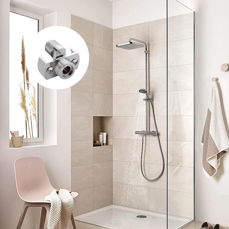 HJIAMA Shower Head Adapter, Brass Swivel Ball Joint, Silver, Electroplating