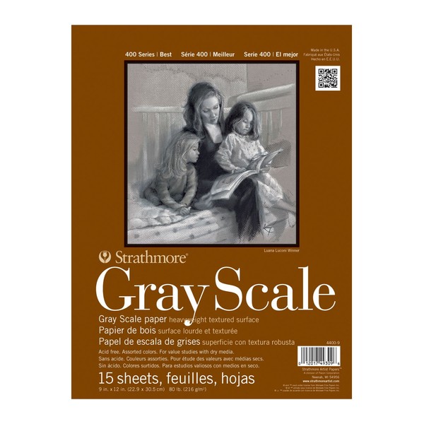 Pro-Art Strathmore Assorted Tints Gray Scale Paper Pad 9 x 12-inch, 15 Sheets, 9"X12"