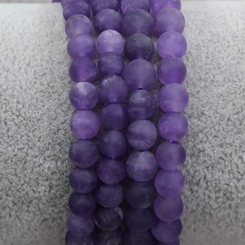 Keleny Natural Matte Purple Amethyst Crystal 6mm Round Beads Stone Stretch Bracelet 7 Inch Unisex