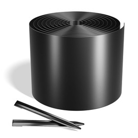 Worth Galvanized Steel Landscape Edging 4.5" x25' Metal Garden Edging Roll Flexible Bender Border with 8Pcs Stakes for Lawn, Flower Bed Edges, Black