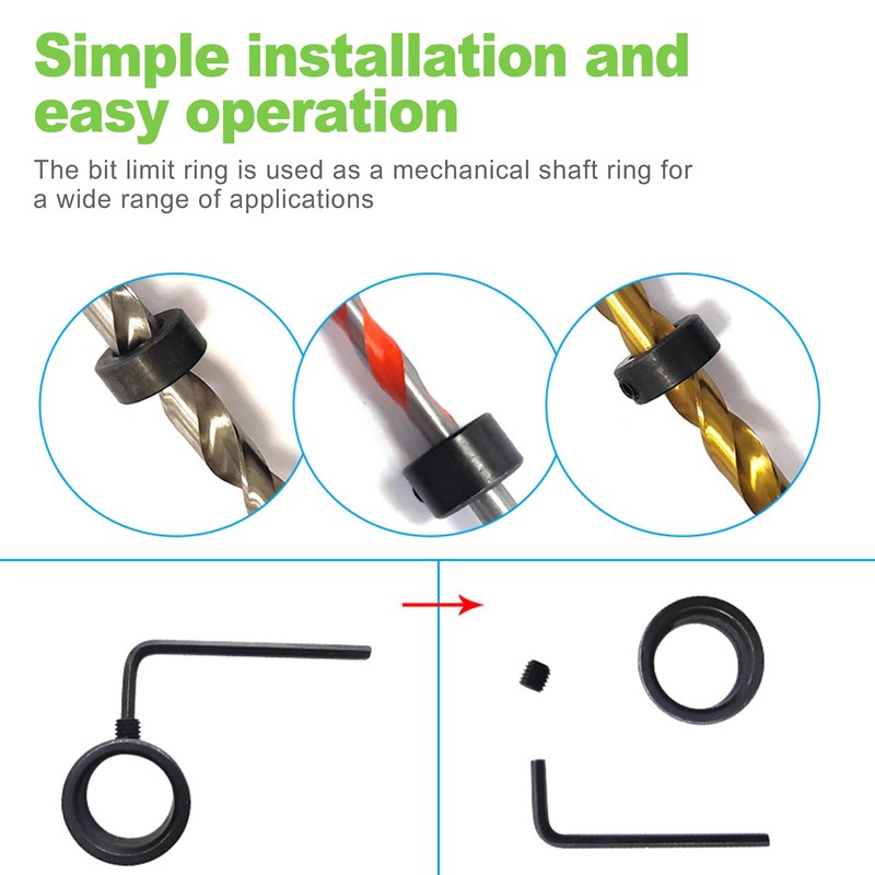 CeroDimo 7-Piece Drill Bit Stop Collar Set, Precision Depth Stop