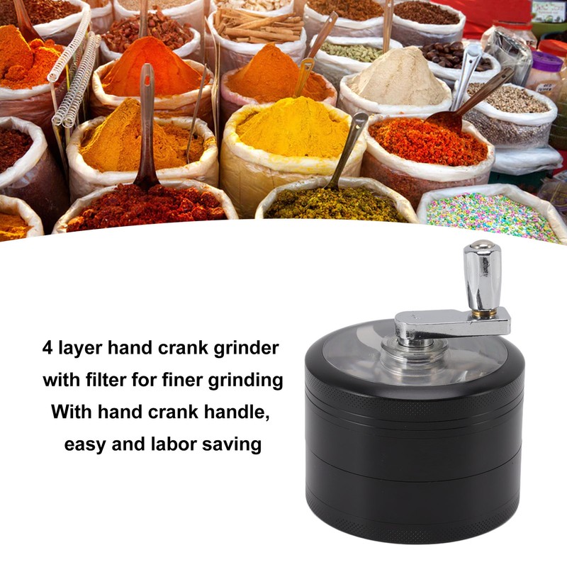 4 Layers Hand Crank Spices Grinder Zinc Alloy 60mm Manual