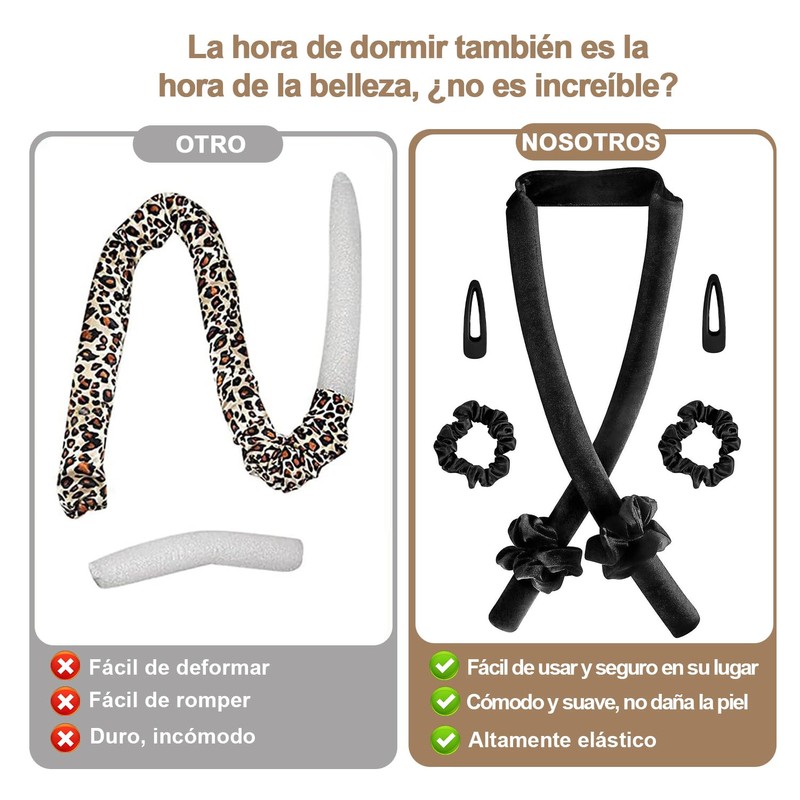 Rizador Pelo Sin Calor, Rizos Sin Calor para Onda Natural,