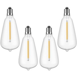 LaPitio LED String Light Bulbs, ST38 Shatterproof LED Replacement Bulbs for Outdoor String Lights Eidison Bulb fits E12 Screw Base, Warm White, 4 Pack
