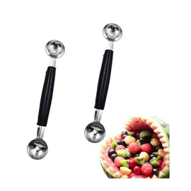 2Pcs Melon Baller Scoop, Stainless Steel Double Ended Headed Fruit Ice Cream Ball Spoon, DIY Fruit Platter Ball Tool Scooper for Watermelon/Ice Cream/Fruits/Sorbet/Meatball, Fruit and Vegetable Tools